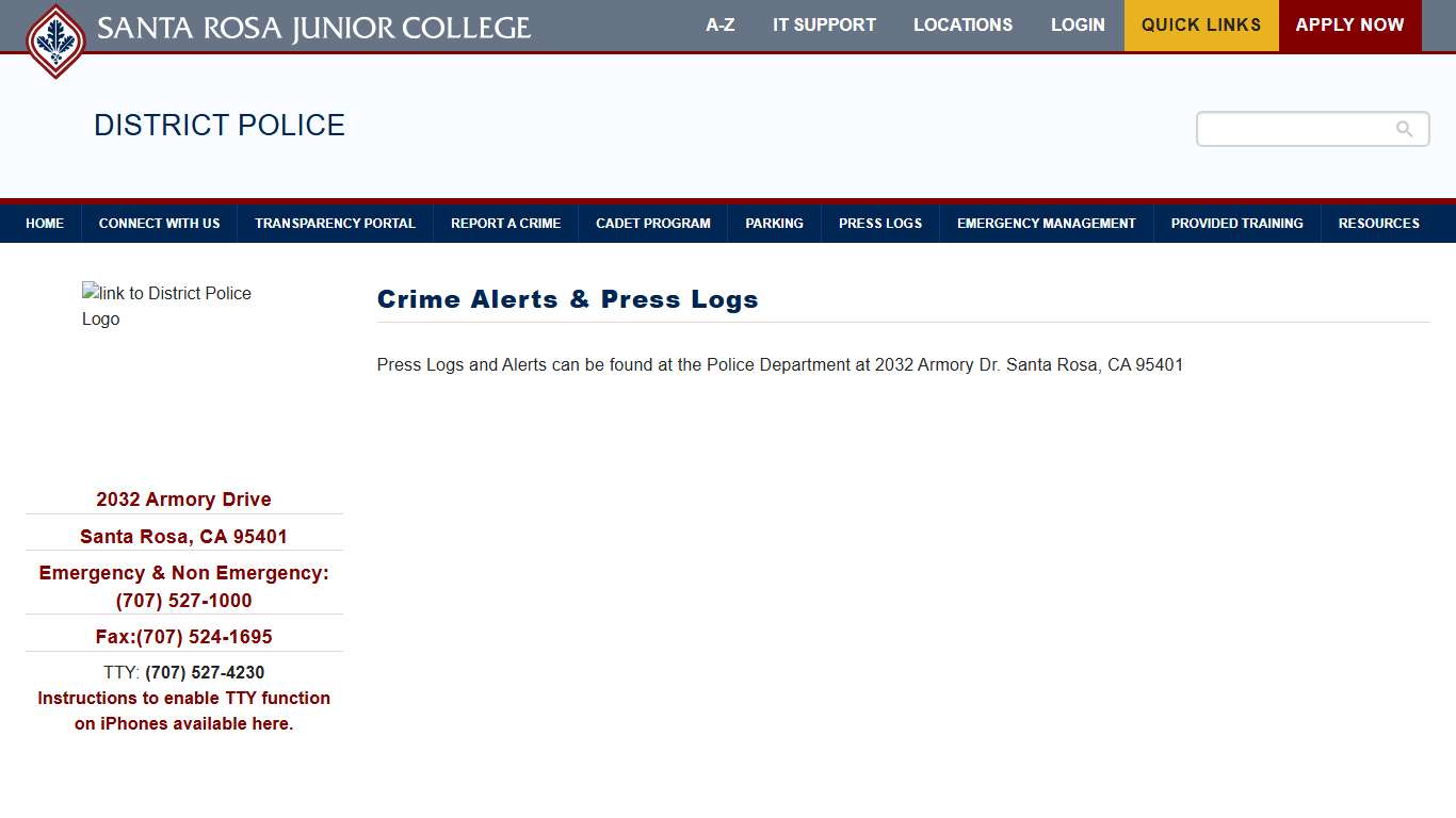 Crime Alerts & Press Logs District Police